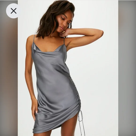 wilfred ruched slip dress NWT ARITZIA Wilfred Only Ruched Slip Dress Fresco Pink
